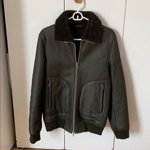 Men’s bomber-style jacket with shearling collar